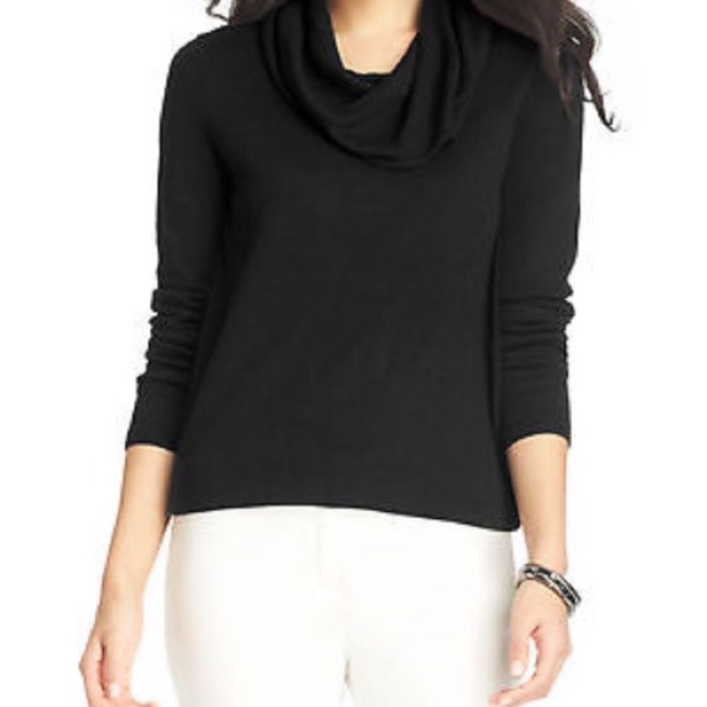 LOFT Black Cowl Neck Lightweight Sweater